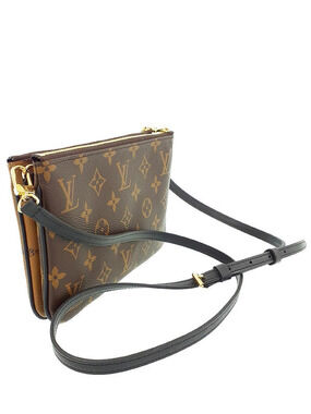 Louis Vuitton Giant Shoulder Double Zip Monogram Bag Pochette Brown